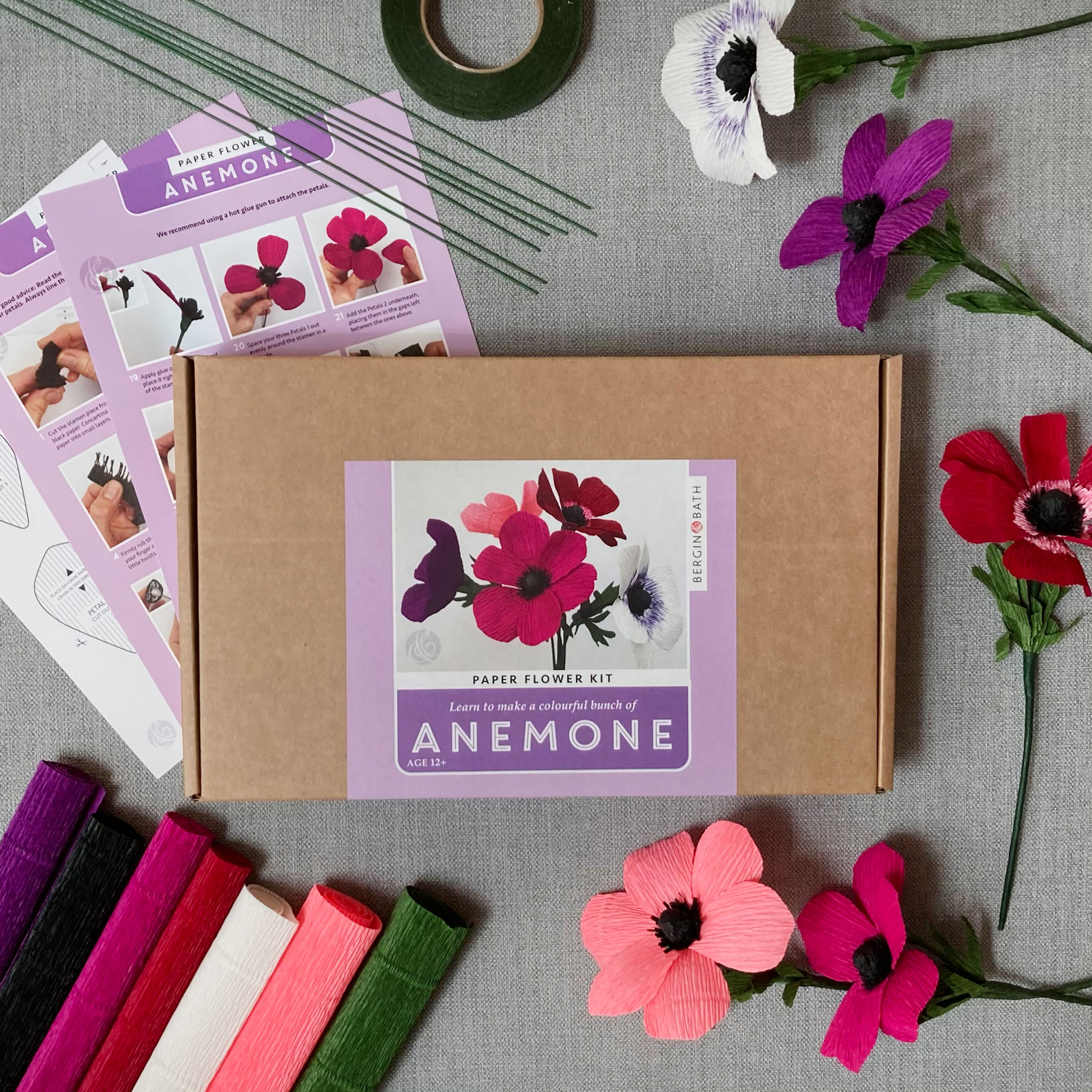 Paper Flower Kit - Anemone. A creative papercraft gift idea for Mum. Hand make p