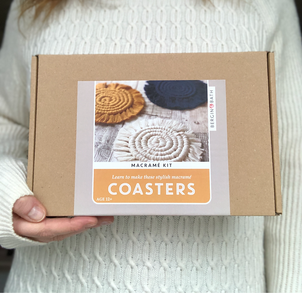 Thumbnail: Macrame Kit - Coaster - Yellow, Navy and Natural