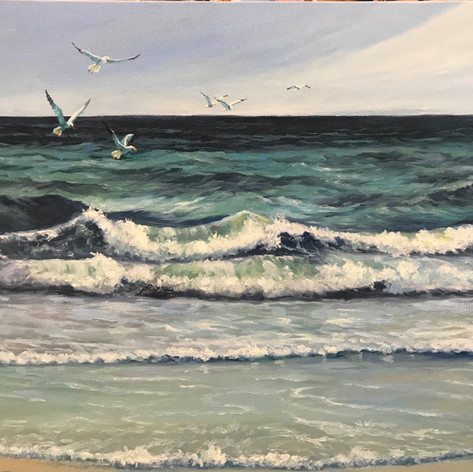 Gulf Waves | Oil on gallery wrap canvas | 18" x 24" | Unframed