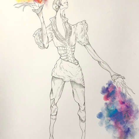 Color Duster | Pen and Ink | Chalk Pastel | 18" x 24"