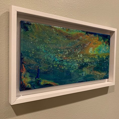 Lighthouse, On the Rocks | Acrylic, glass, expoxy on canvas | 24" x 1 | Framed