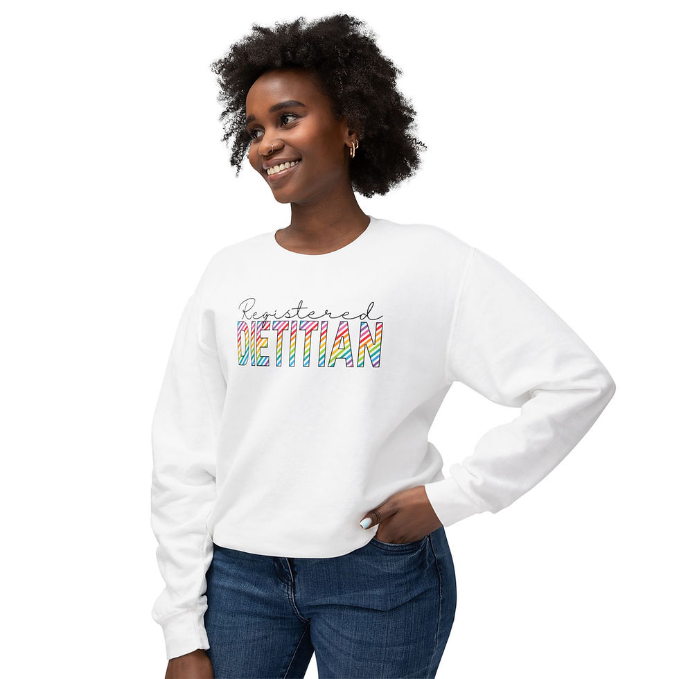Thumbnail: Rainbow Striped Registered Dietitian Crewneck Sweatshirt
