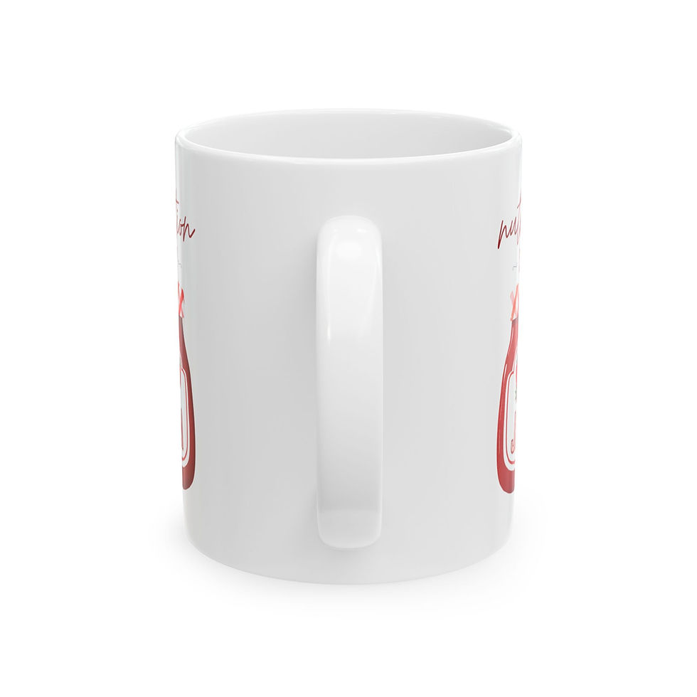 Thumbnail: Image of a white coffee mug with depiction of jar of strawberry jam. Text reads "Nutrition is my Jam"