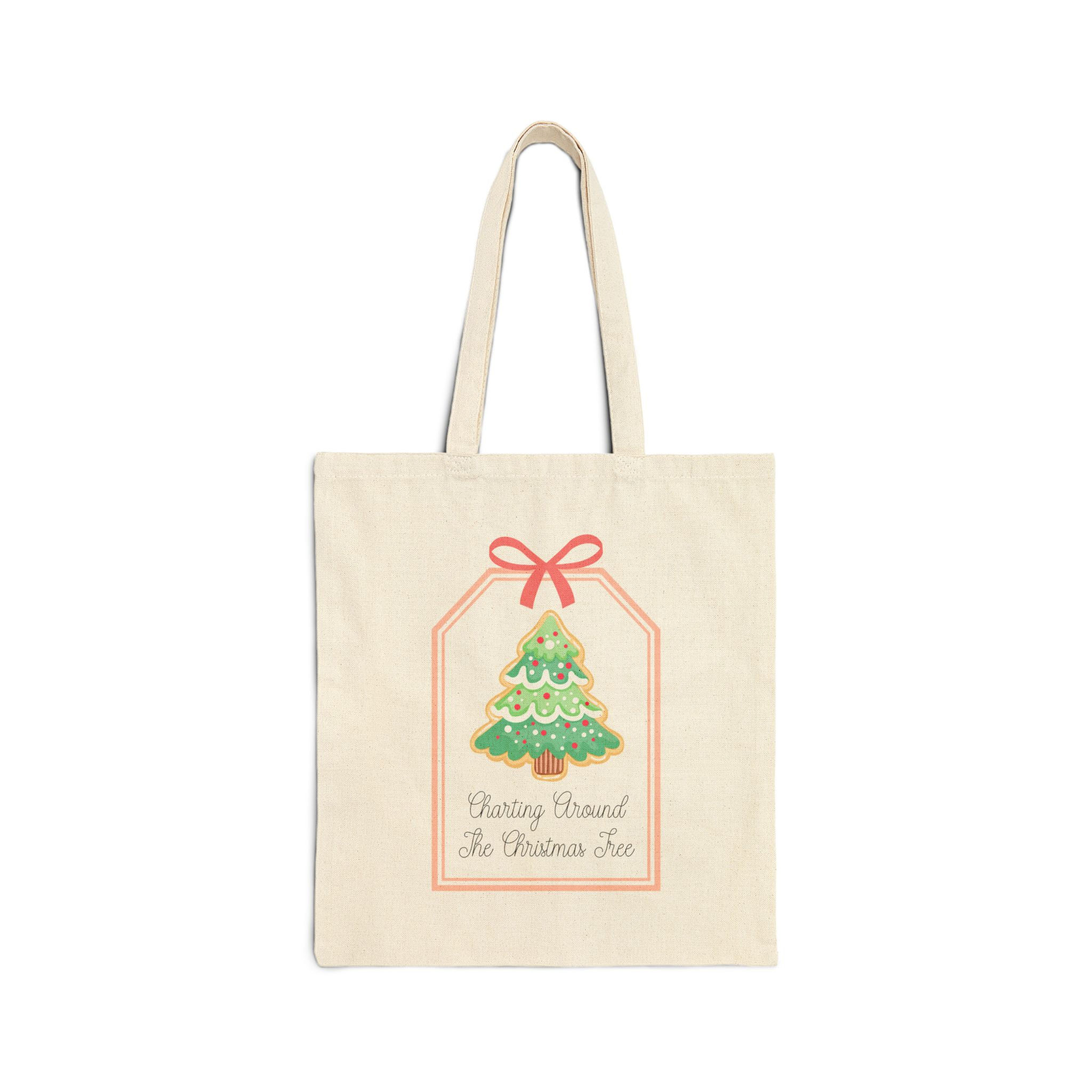 Charting Around the Christmas Tree Canvas Tote Bag