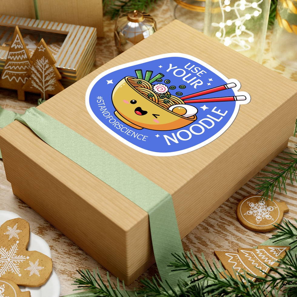 Thumbnail: Cartoon ramen bowl on blue background with text of food pun that reads "Use Your Noodle #standforscience"