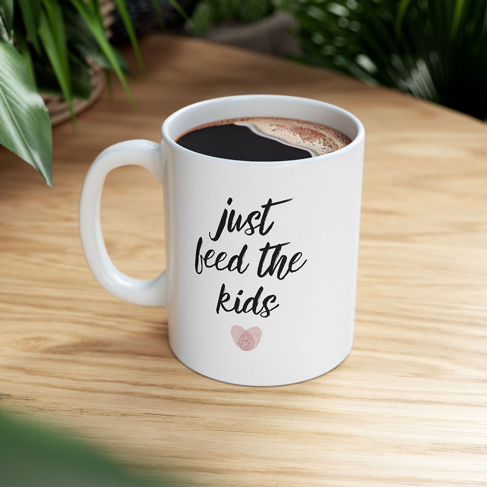 Thumbnail: "just feed the kids" in black cursive writing with a heart underneath made from two overlapping thumbprints