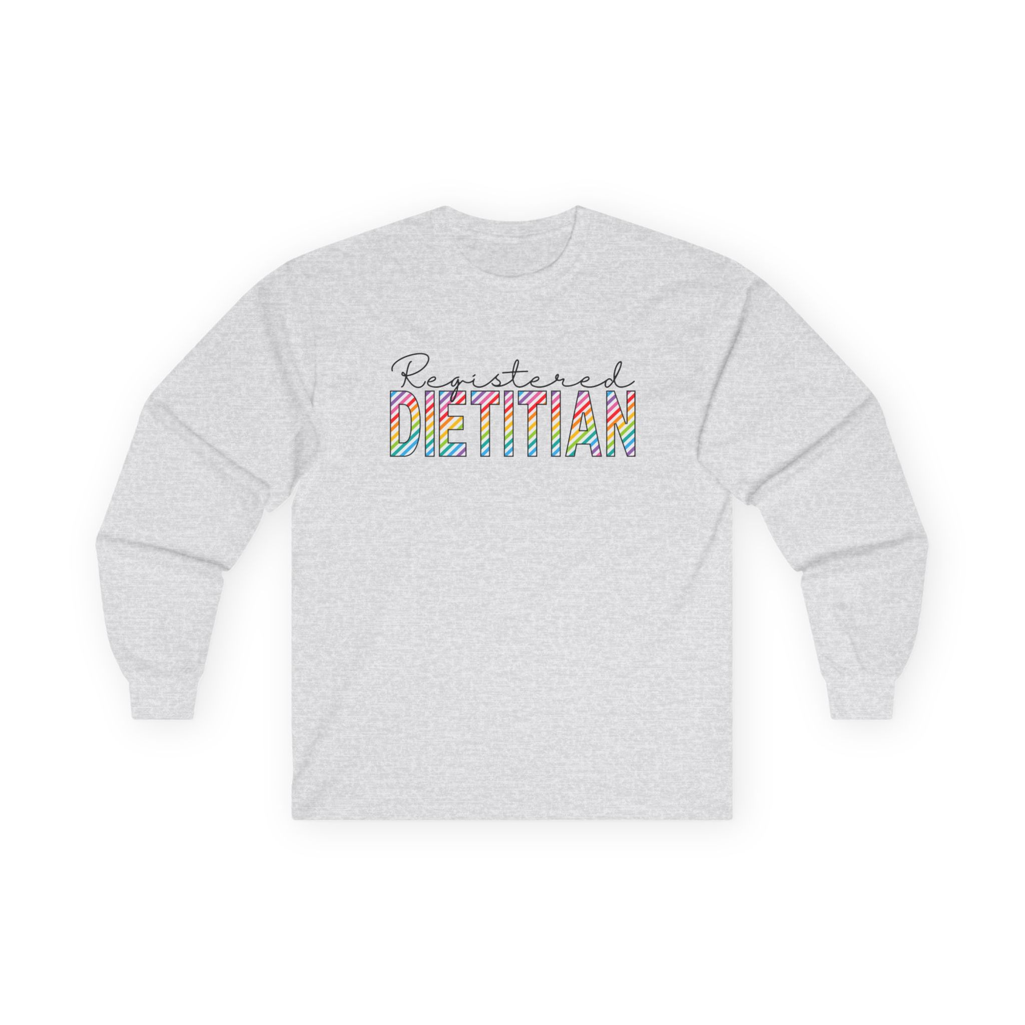 Registered Dietitian Nutritionist Rainbow Striped Long Sleeve Tee