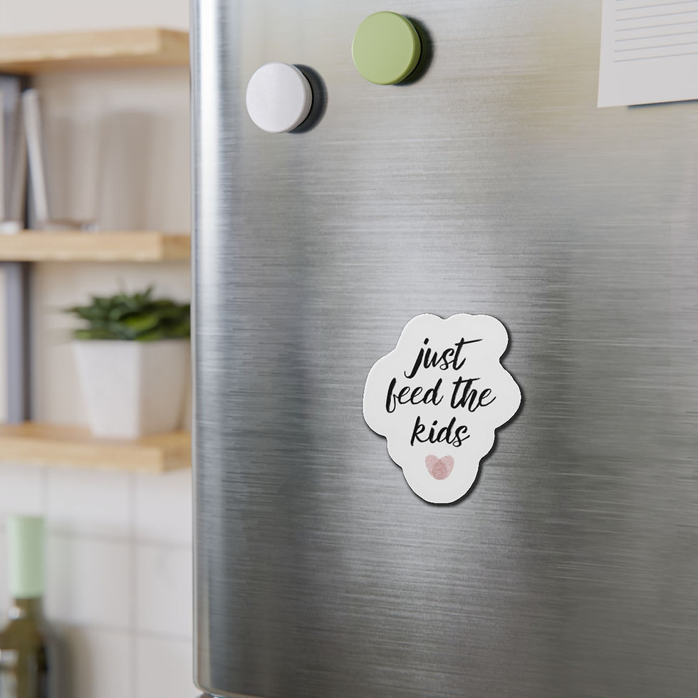 Thumbnail: "just feed the kids" in black cursive font with heart below made from two overlapping thumbprints