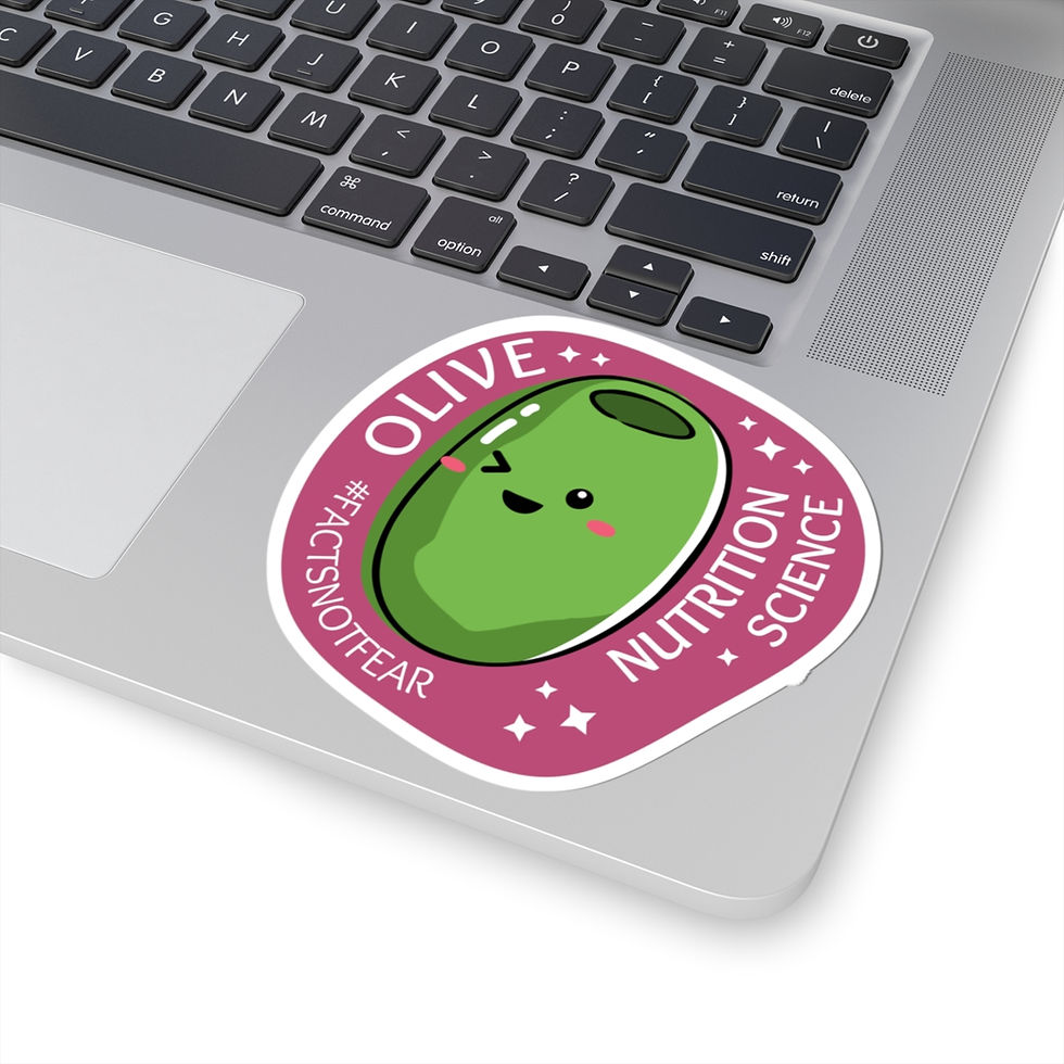 Thumbnail: Cartoon olive on a purple background with text of a food pun that reads "Olive Nutrition Science #factsnotfear"