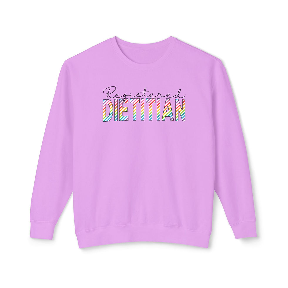 Thumbnail: Rainbow Striped Registered Dietitian Crewneck Sweatshirt