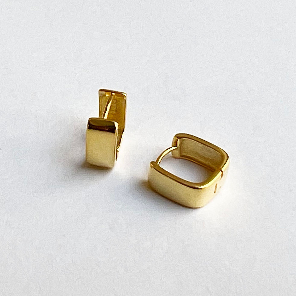 Square Pop Huggie Hoops | Gold
