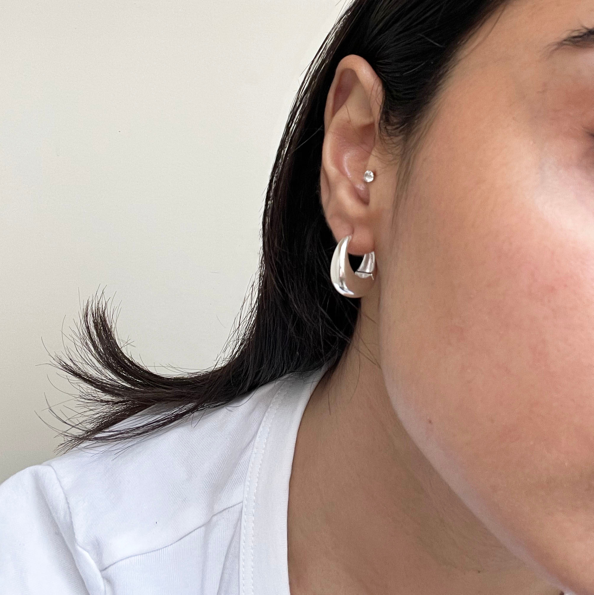 Luna Huggie Hoops | Silver