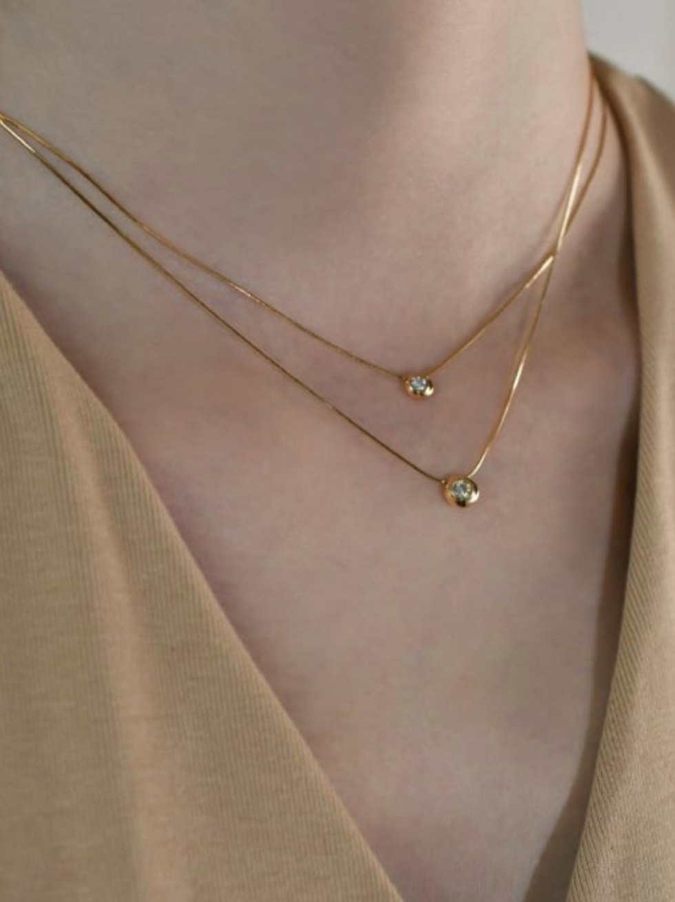 Thumbnail: Studded Round Minimal Necklace