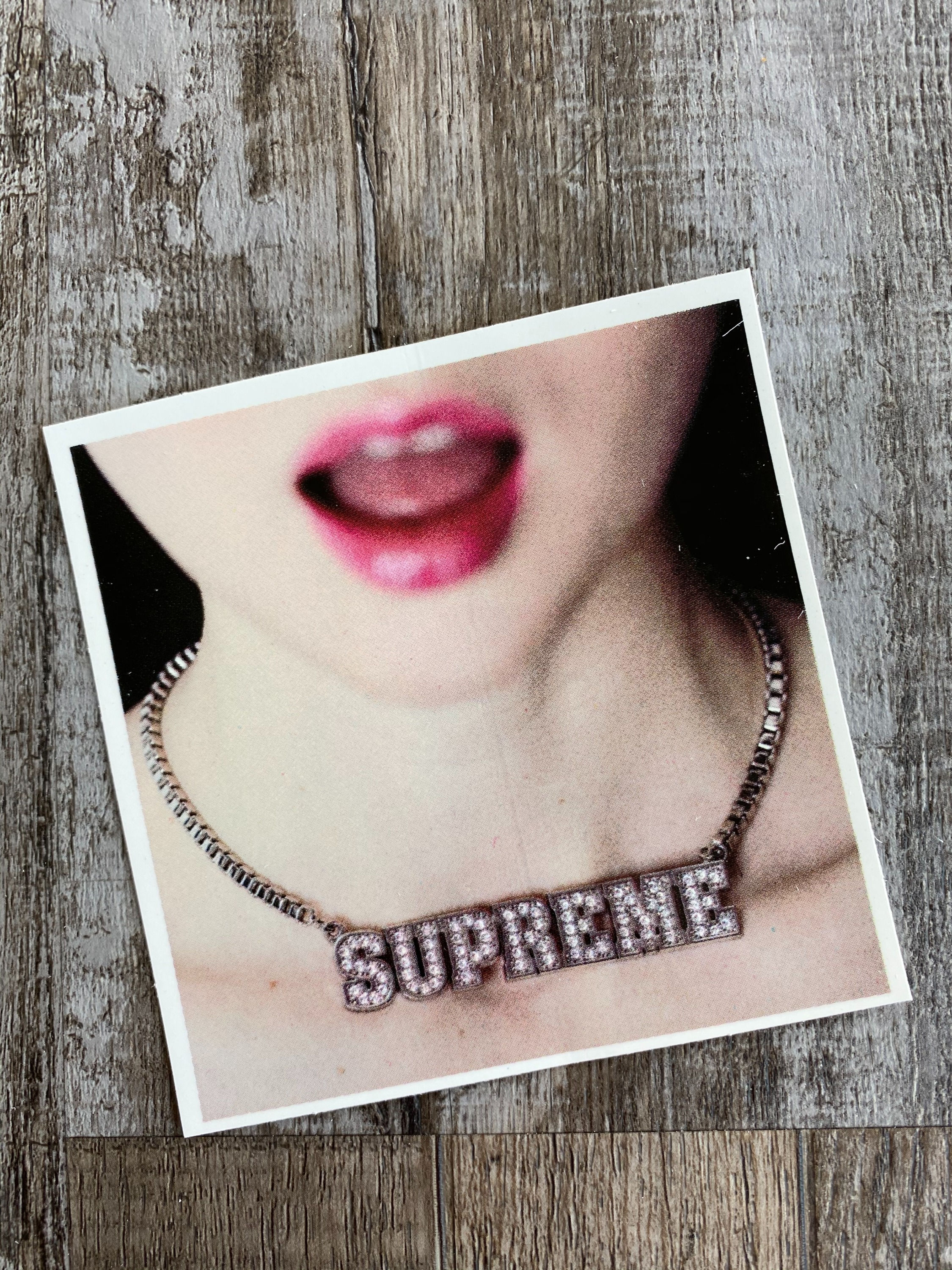 Supreme Necklace Lips Bling Sticker