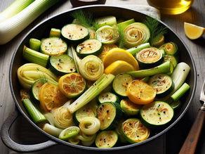 Légumes poêlés au fenouil, courgettes et poireaux