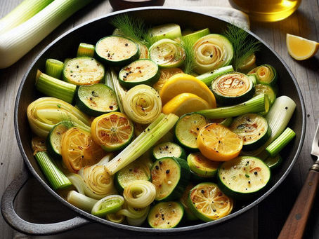 Légumes poêlés au fenouil, courgettes et poireaux