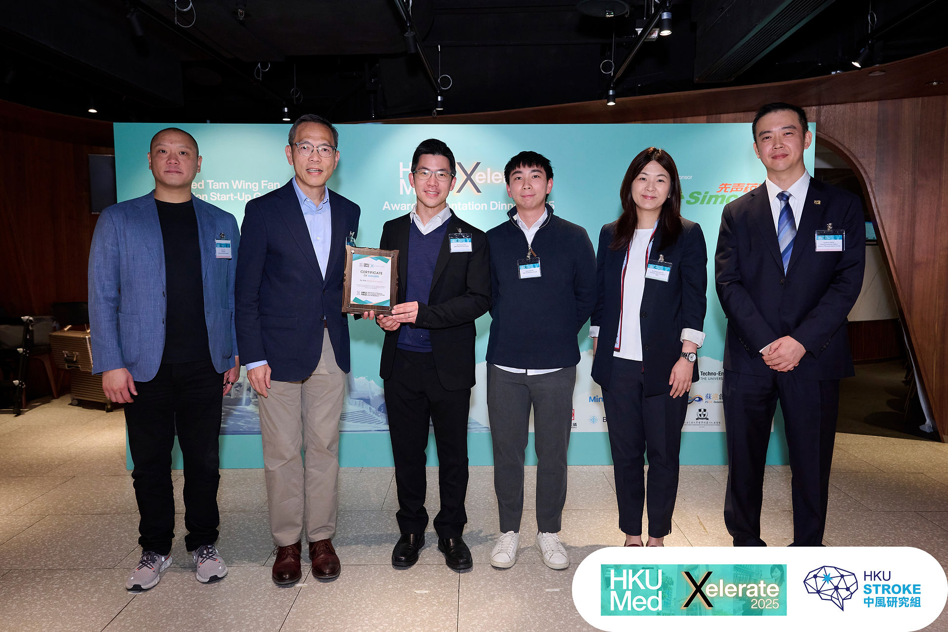 Prof Gary Lau and Dr Elton Yeung represented HKU Stroke and ReMobility receiving HKUMed Xelerate Award