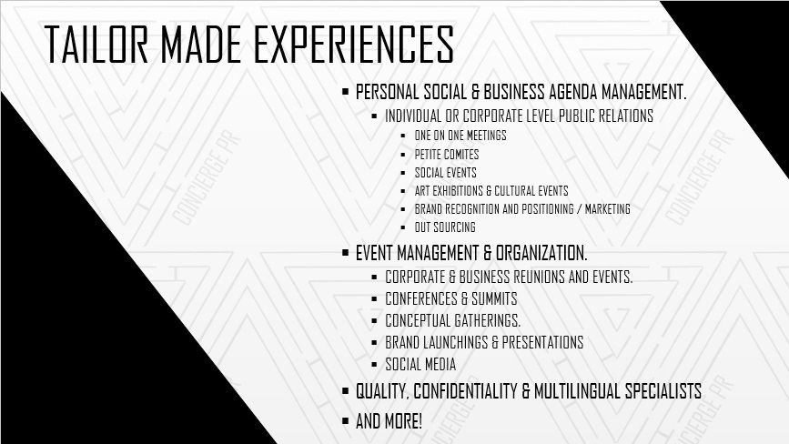 Relaciones Publicas. Eventos. Manejo de agenda y estilo de vida de lujo.