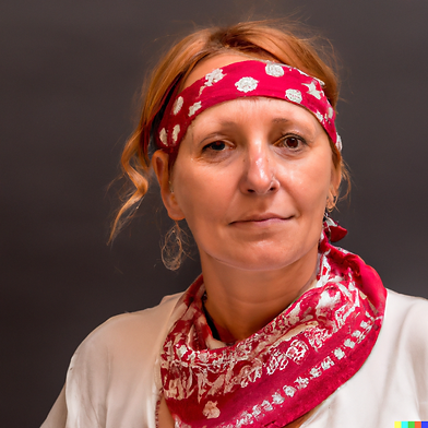 DALL·E 2023-05-24 16.16.10 - eine 50jährige Frau mit einer Bandana.png