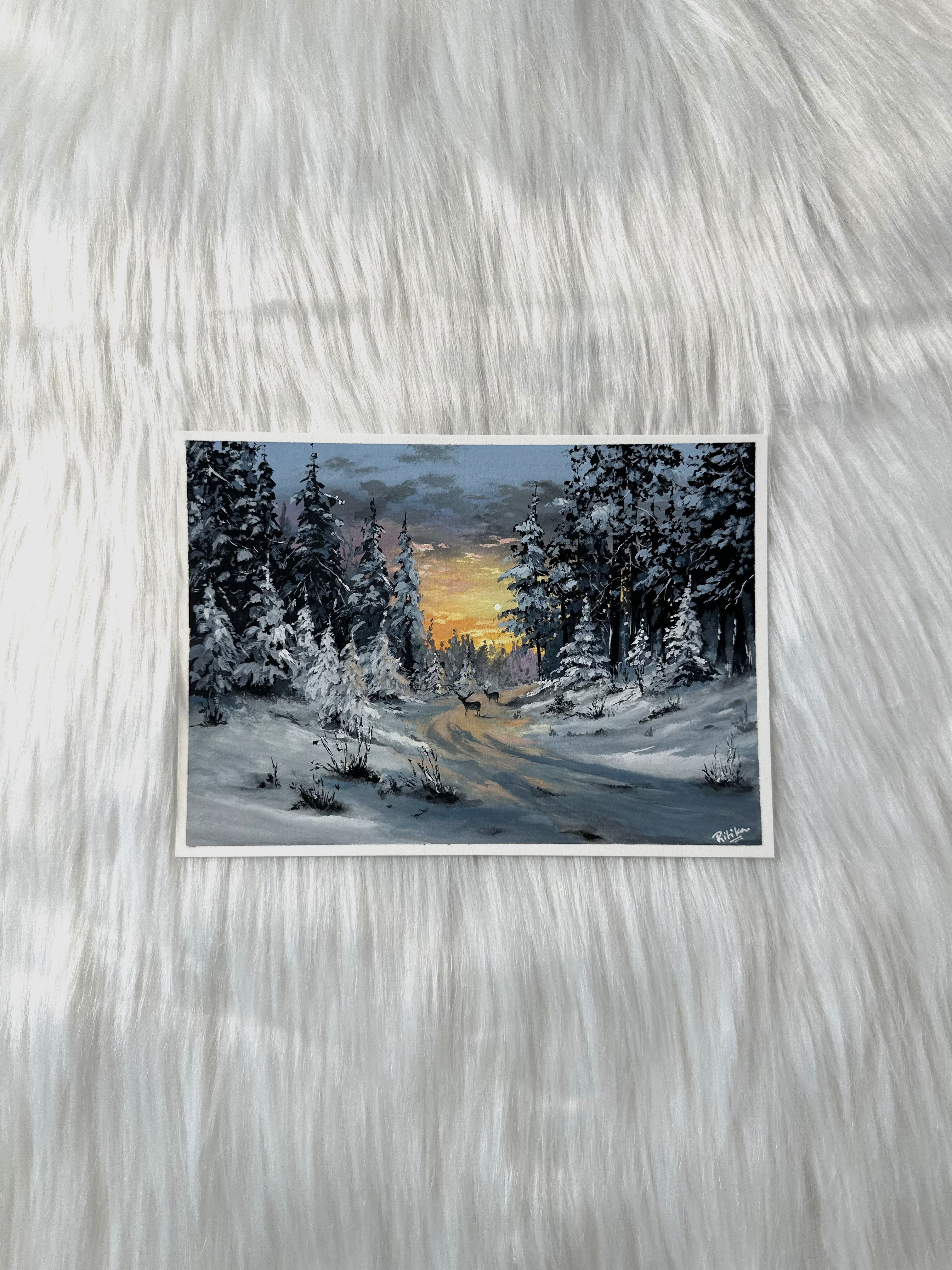 Original Gouache Artwork- Winter Glow