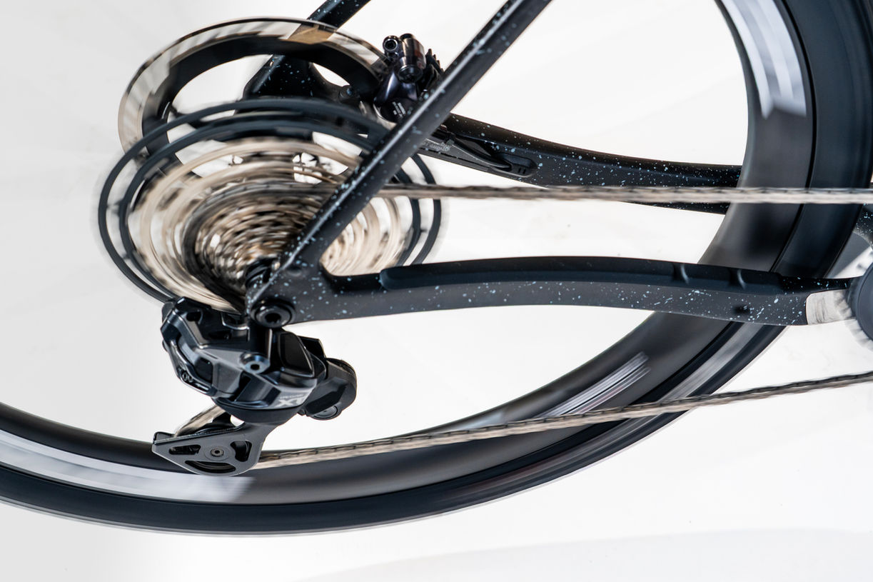 Rotation Engineering bottom bracket and chain product shot with Santa Cruz.