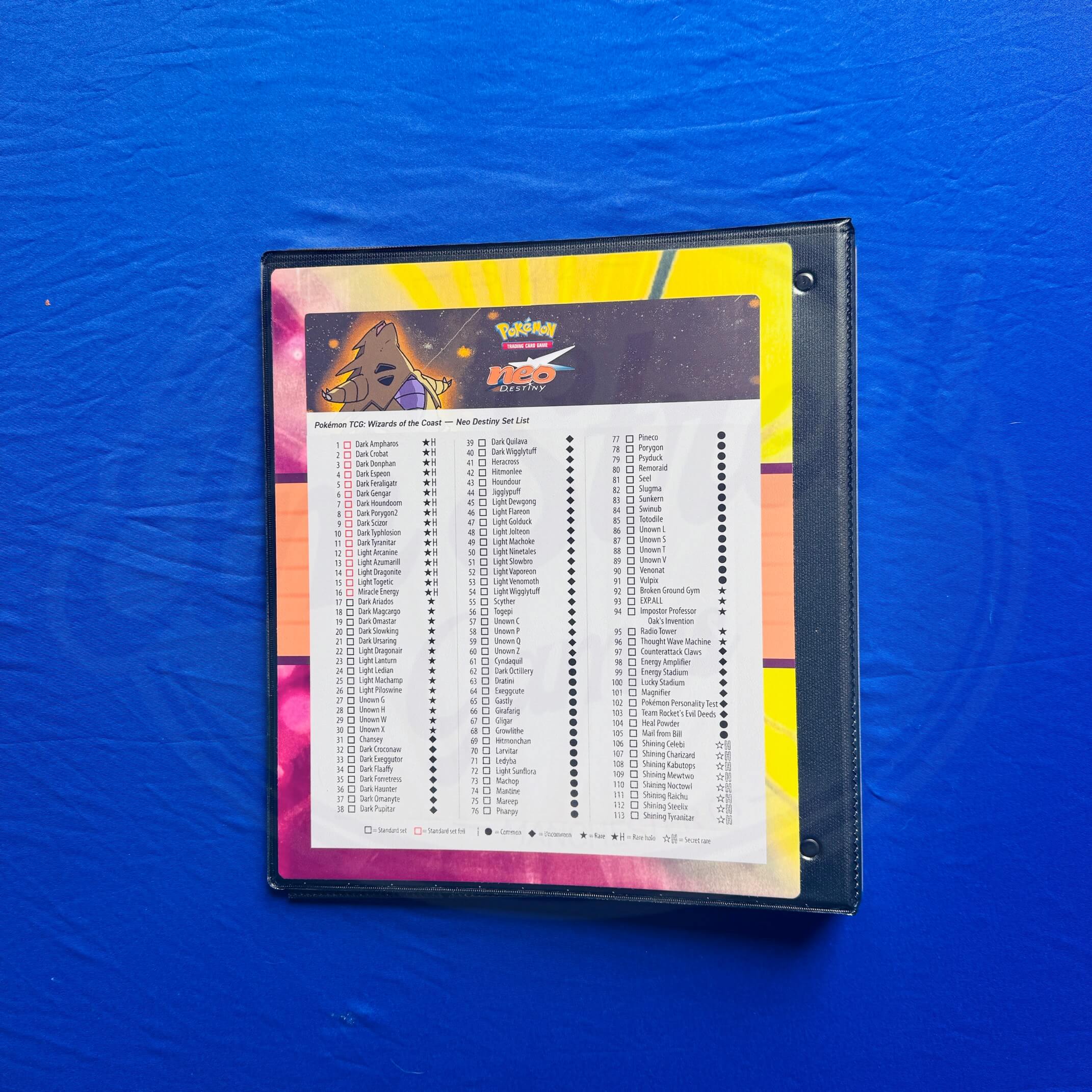 Neo Destiny Pokémon TCG Binder Set – Retro Laminated Cover & Spine