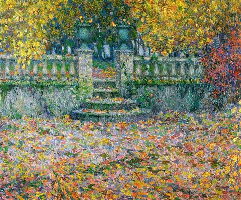 O Terraço, Outono, Gerberoy, França (La terrasse, Automne, Gerberoy) - Henri Le Sidaner