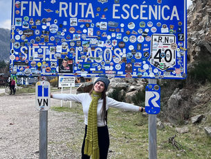 Placa "Fin Ruta Escénica Siete Lagos", Ruta 40, San Martín de los Andes, Argentina