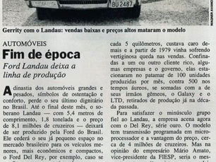 Fim da produção do Ford Landau, 1983, Brasil