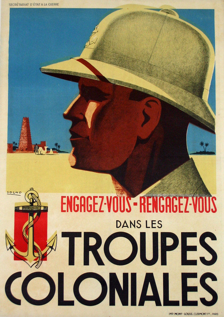 Cartaz de propaganda para alistamento nas tropas coloniais francesas 2 "Engagez-vous dans les troupes coloniales", França