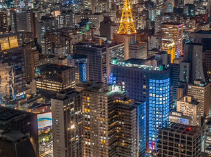 Vista noturna da região da Avenida Paulista, São Paulo, Brasil