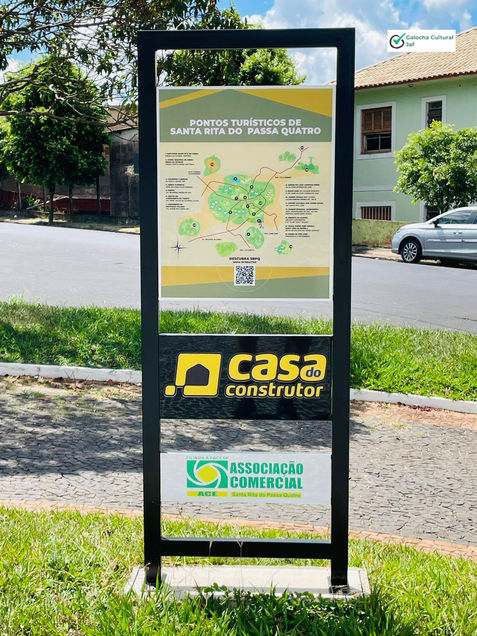 Placa "Pontos turísticos de Santa Rita do Passa Quatro", Praça Ivan Fleury Meirelles, Santa Rita do Passa Quatro, São Paulo, Brasil