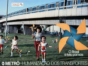 Propaganda "Humanização dos transportes", Década de 70, Metrô, São Paulo, Brasil