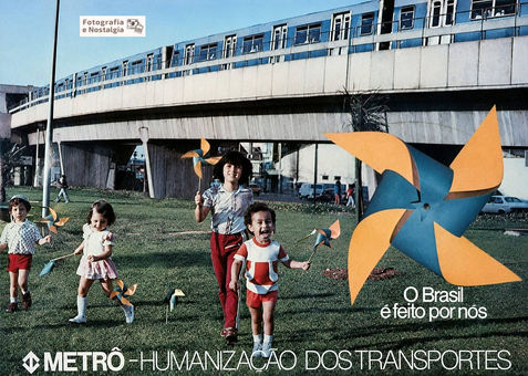 Propaganda "Humanização dos transportes", Década de 70, Metrô, São Paulo, Brasil