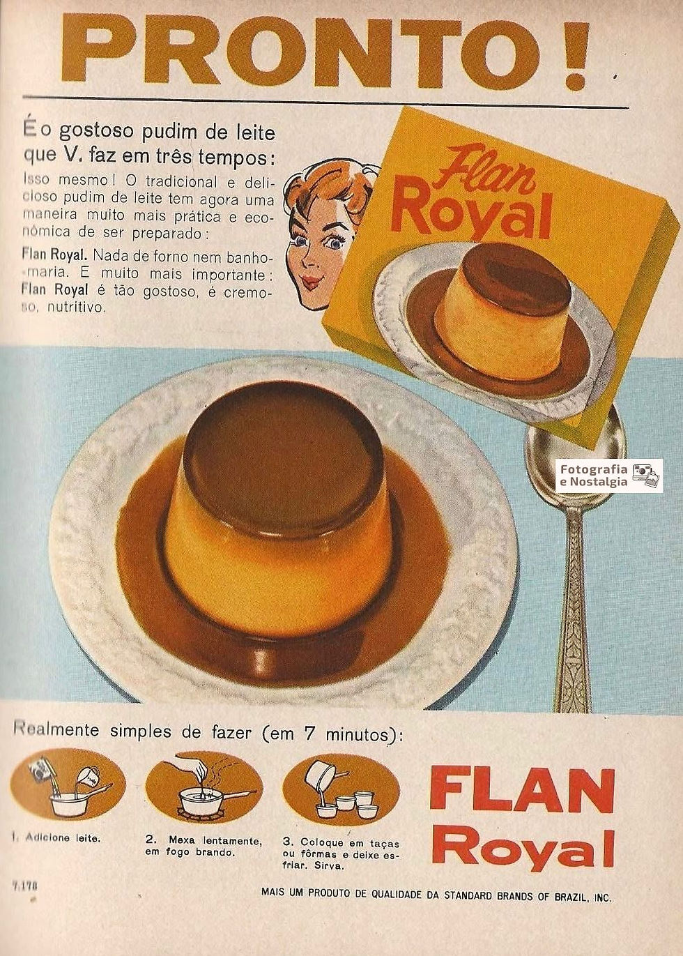 Propaganda "Pronto!", Flan Royal, Standard Brands of Brazil, Brasil