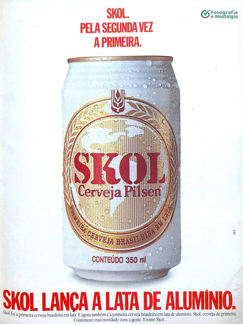 Propaganda "Skol, pela segunda vez a primeira" 1990, Cerveja Pilsen Skol, Skol, Brasil