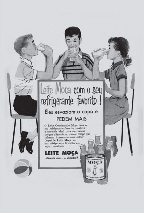 Propaganda "Leite Moça com o seu refrigerante favorito!", 1957, Leite Condensado Moça, Nestlé, Brasil