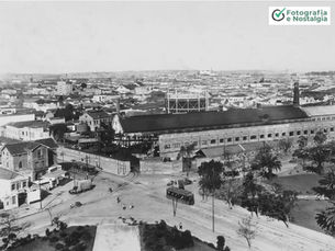 Vista aérea parcial do bairro do Brás, 1932, São Paulo, Brasil