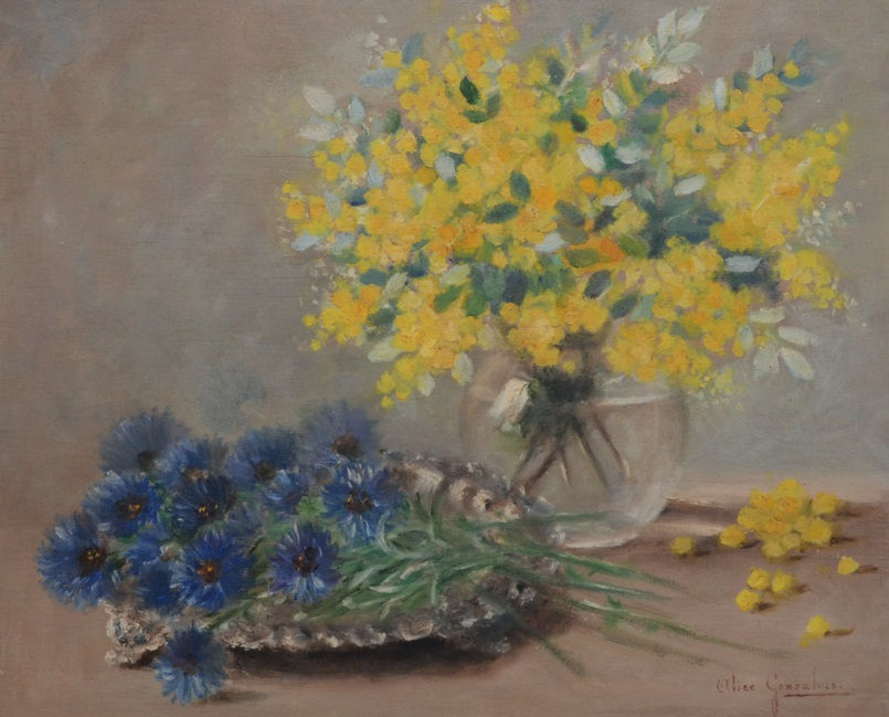 Flores amarelas e azuis (Vaso com Flores) - Alice Gonsalves