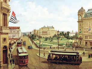 Vale do Anhangabaú com Theatro Municipal, 1918, São Paulo, Brasil (Vale do Anhangabaú com Theatro Municipal, 1918, São Paulo) - Henrique Passos