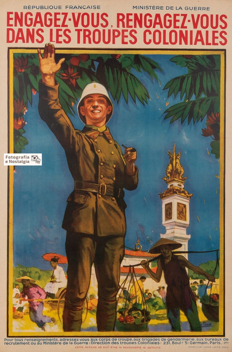 Cartaz de propaganda para alistamento nas tropas coloniais francesas 9 "Engagez-vous rengagez-vous dans les troupes coloniales", França