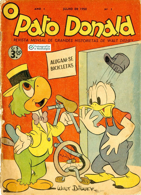 Capa da revista "O Pato Donald", 1950, Edição número 1, Editora Abril, Brasil
