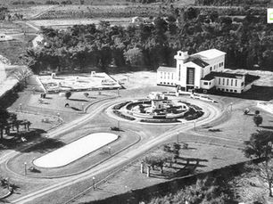 Vista aérea da Estação de Tratamento de Águas / Atual ETA Fonte, Araraquara, São Paulo, Brasil