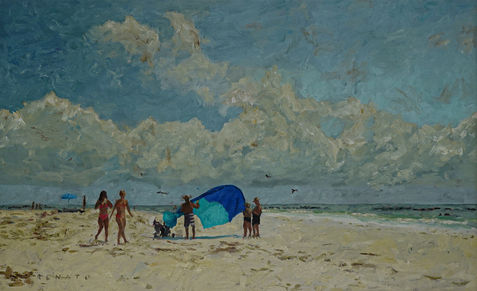 Sombreiro azul e verde na praia (Sombreiro azul e verde na praia) - Renato de Noronha Fernandes