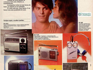 Propaganda "Rádio-Portátil Sanyo: O som que chega junto", 1983, Sanyo, Brasil
