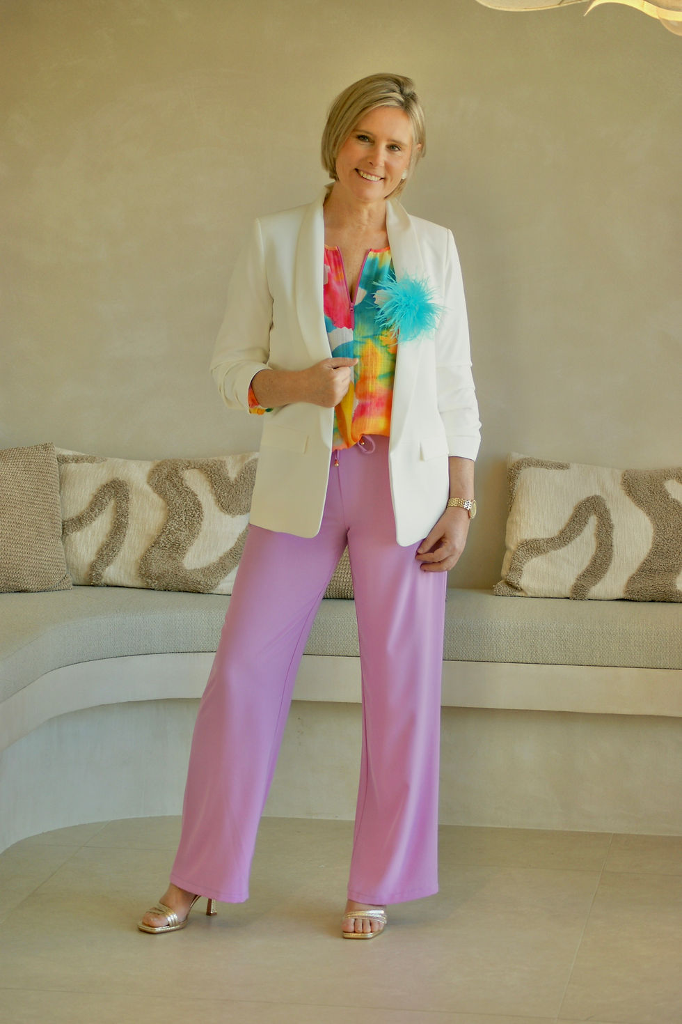 Thumbnail: 69258 Roze broek op rekker in crêpe-kwaliteit model UMAC van Punto