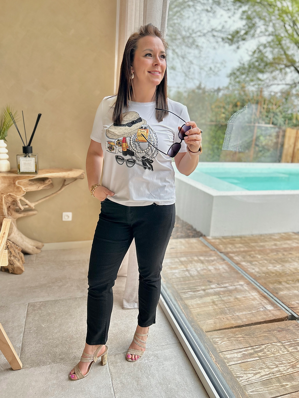 Thumbnail: 57964 Zwarte 7/8e broek met strass Para Mi