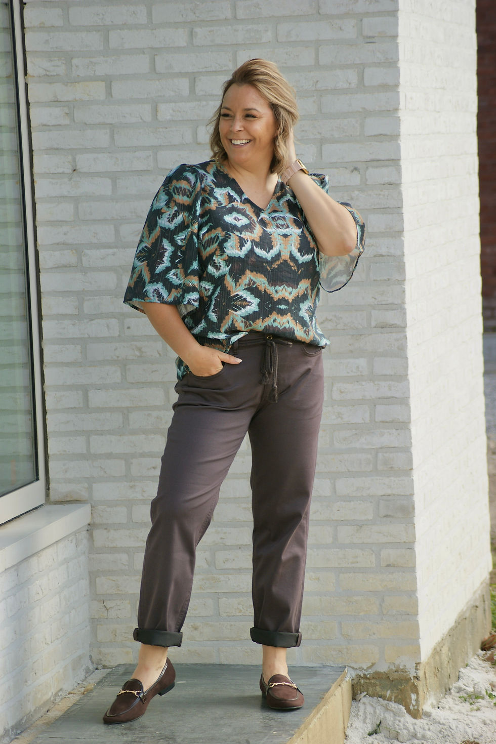 Thumbnail: 67665 Luchtige blouse in multicolor print CSL