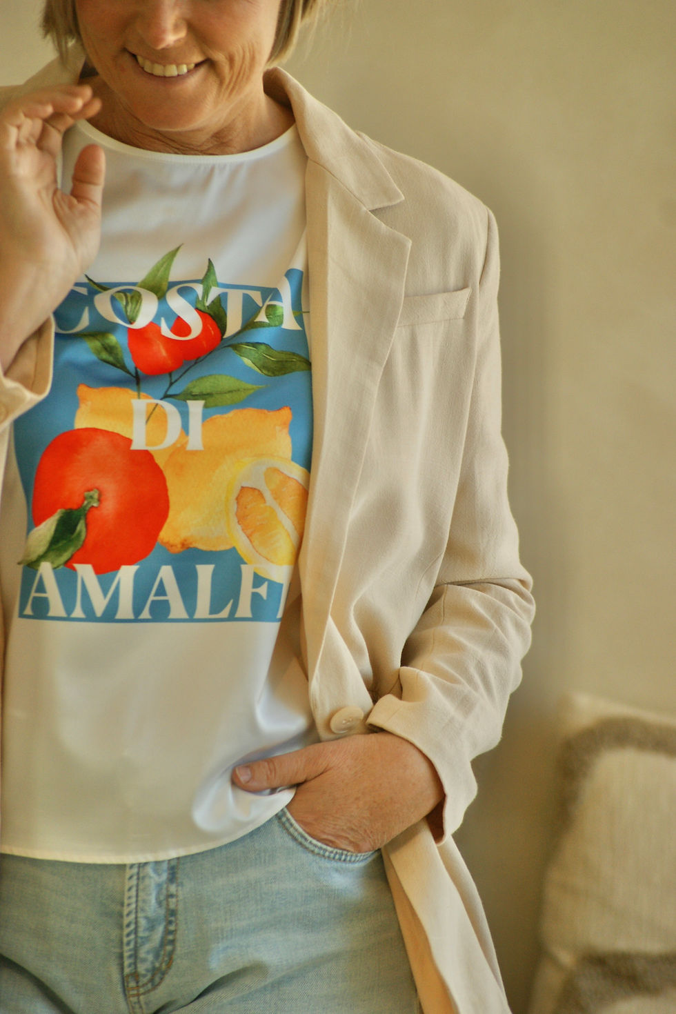 Thumbnail: 67205 Beige linnen-look blazer Ydence