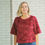 Thumbnail: 67638 Feestelijke bordeaux fantasie ruffle blouse Mayerline